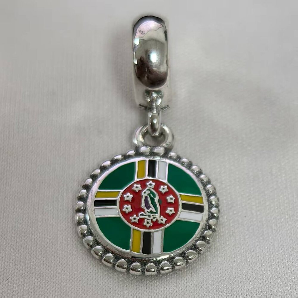 Pandora Commonwealth Of Dominica Flag Charm, S925 Silver Jewelry